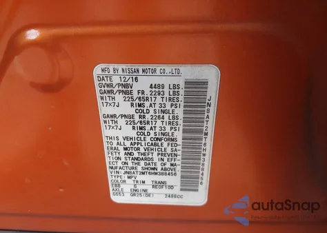 2017 Nissan Rogue S из США, поврежденный, VIN JN8AT2MT6HW388456